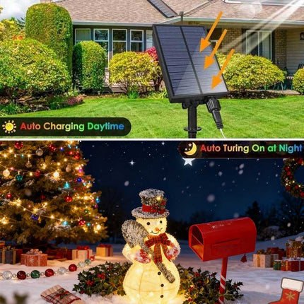 Solar powered Christmas Decoration Lights Snowman Metal Frame LED Light Iron
