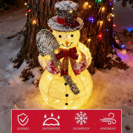 Solar powered Christmas Decoration Lights Snowman Metal Frame LED Light Iron