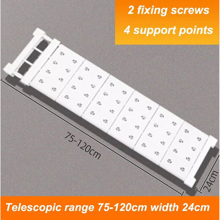 75-120cm Expandable Tension Shelf Adjustable Rack Hanger Rod Kitchen Organiser Separator