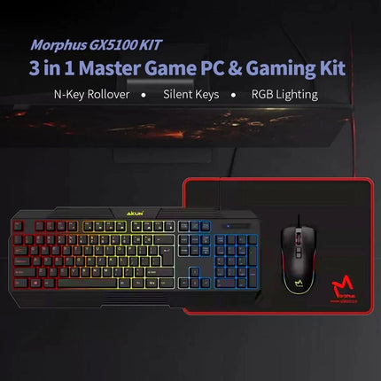 3-in-1 Gaming Keyboard Mouse Pad Set Backlit Rubber Dome Keyboard 3600DPI Mouse