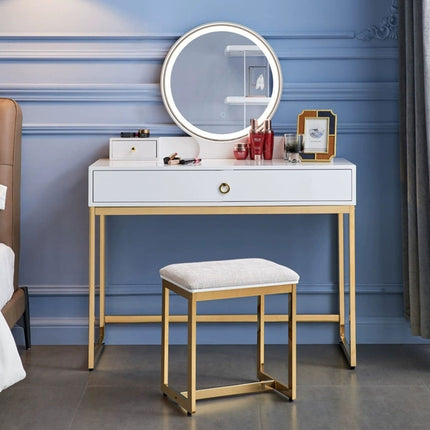 Modern Dressing Table with Adjustable LED Lights and Chair - 60x40cm
