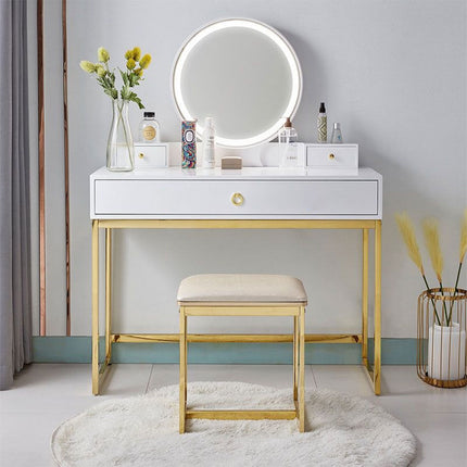 Modern Dressing Table with Adjustable LED Lights and Chair - 60x40cm