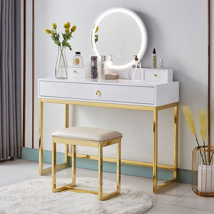 Modern Dressing Table with Adjustable LED Lights and Chair - 60x40cm