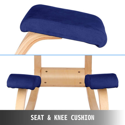 Wooden Ergonomic Kneeling Chair Stool Posture Correcting Blue Splendid&Co.