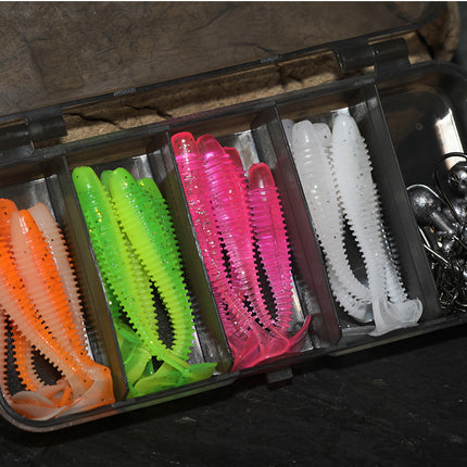 35Pcs Fishing Lure Tackle Box Kit Fake Bait Soft Bionic Hooks