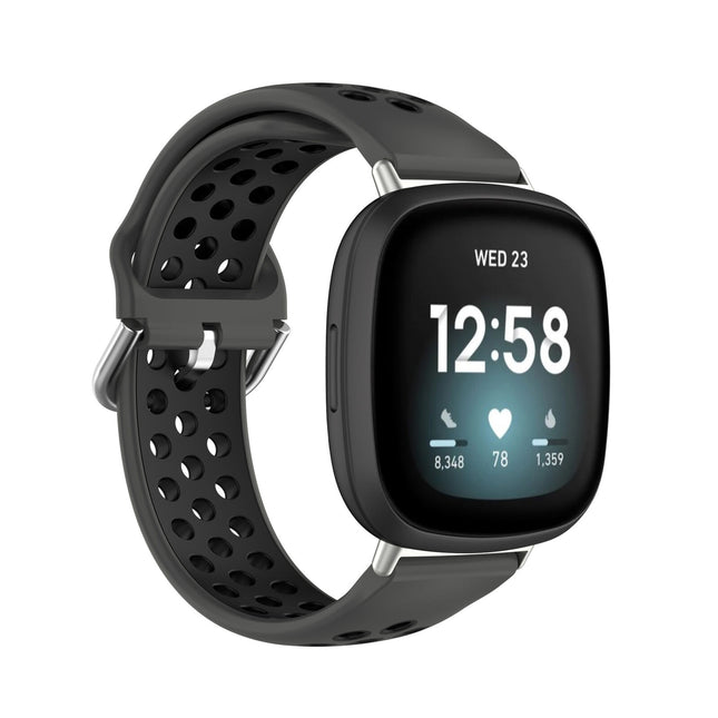 Black Fitbit Versa 3, Versa 4 & Sense, Sense2 Watch Strap Replacement Silicone Sports Wrist Band