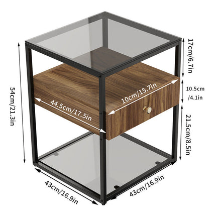Elegant Bedside Table Coffee Table Glass Surface for Living Room Bedroom