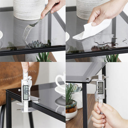 Elegant Bedside Table Coffee Table Glass Surface for Living Room Bedroom