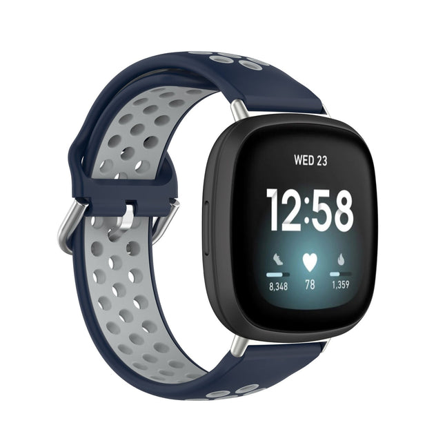 Blue & Grey Fitbit Versa 3, Versa 4 & Sense, Sense2 Watch Strap Replacement Silicone Sports Wrist Band