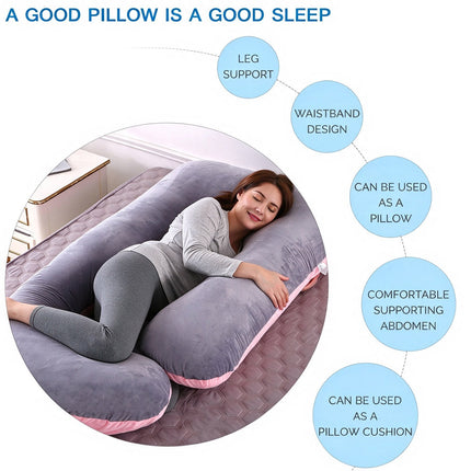 J-Shaped Pregnancy Maternity Pillow Removable Washable Cover 70 x 145cm