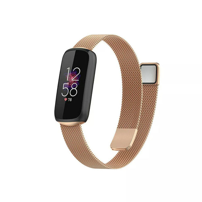 Champagne Fitbit Luxe Band Replacement Magnetic Wristband Watch Soft Stainless Steel Strap