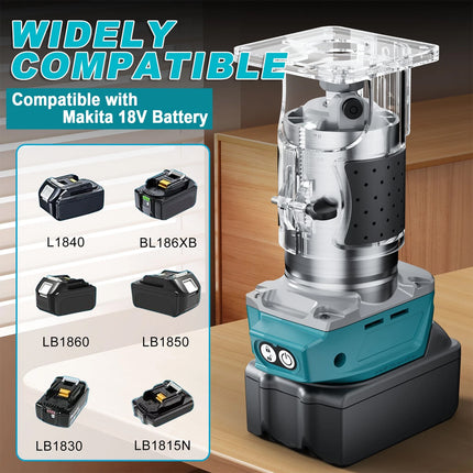 800W Cordless Brushless Wood Trimmer Compact Router Tool For Makita 18V Battery
