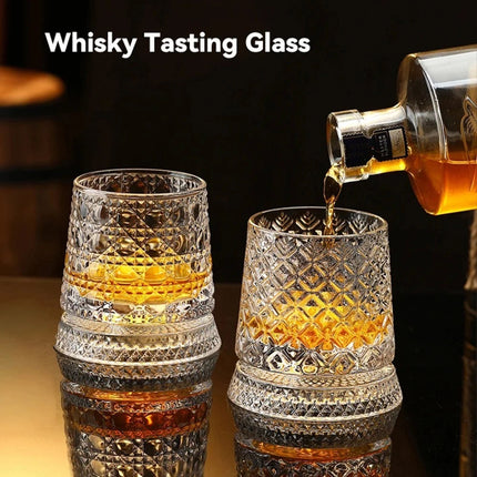 2026 New Whiskey Glasses Rotating Whisky Glass With Glass Base 360 Rotate Degree