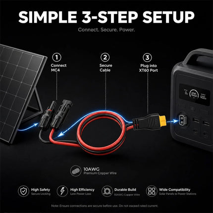 For MC4 Solar Panel Connector To XT60 Adapter IP67 10AWG 3M Extension Cable 3M
