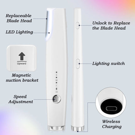 Women Electric Dermaplane Razor 3-Speed Rechargeable Facial Hair Peach Fuzz Remo