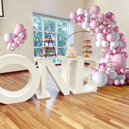 95Pcs Pink White Balloon Garland Arch Kit, Balloon Decorations for Wedding Birthday Party