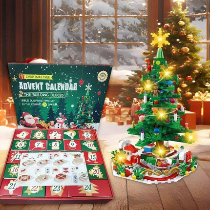 24PCS Advent Calendar 2026 Christmas Tree Building Set Boxes Countdown Block