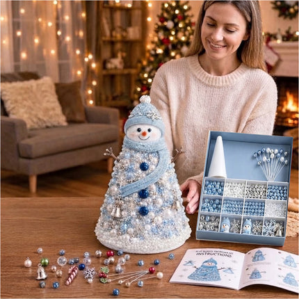 Handmade DIY Beaded Snowman Material Pack Festive Tabletop Decor