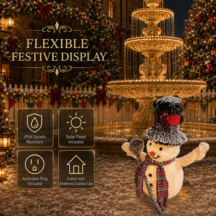 65cm Solar Powered LED Lighted Snowman Metal Frame Garden Christmas Decoration