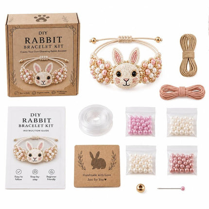 Animal Beaded Jewelry Craft Supplies DIY Bracelet Kit Gift Giving Rabbit
