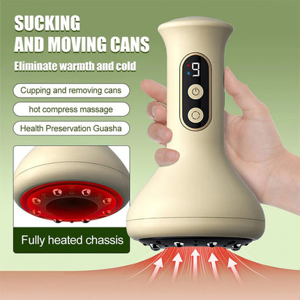 USB Rechargeable Handheld Abdominal Massager with Adjustable Guasha Cupping