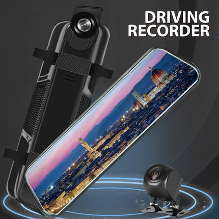 10 Inch Dash Camera Rear View Mirror Full HD 1080P Dual Lens Loop Recording Pro