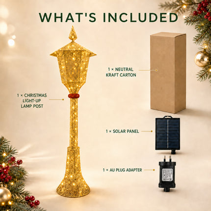 1.8M Light-Up Solar Christmas Lamp Post 120 LEDs Indoor Outdoor Garden Decoration