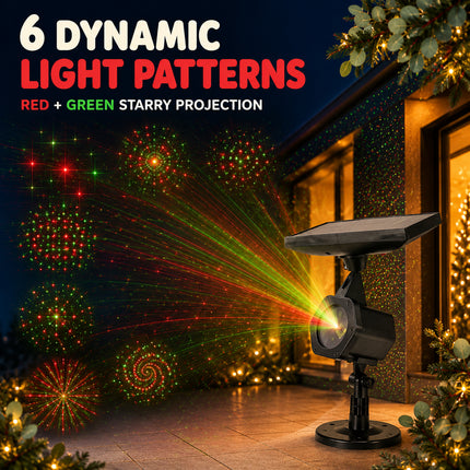 Solar & USB Outdoor Laser Projector Light 6-in-1 Starry Garden Light IP65 Waterproof