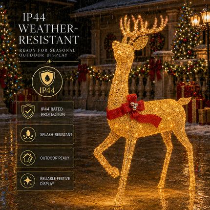180 mm Solar Powered LED Christmas Reindeer Decor Lighted Iron Frame Indoor Outdoor