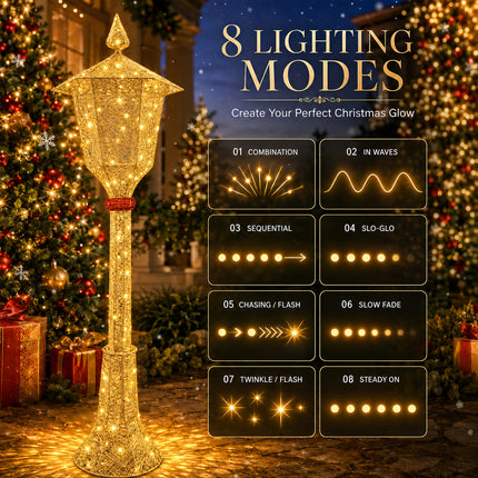 1.8M Light-Up Solar Christmas Lamp Post 120 LEDs Indoor Outdoor Garden Decoration