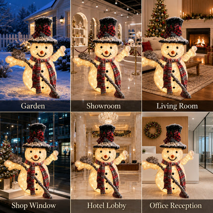 65cm Solar Powered LED Lighted Snowman Metal Frame Garden Christmas Decoration