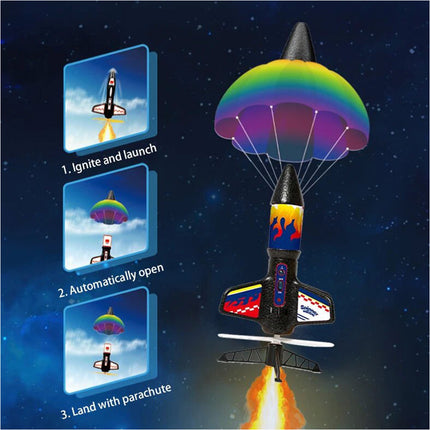 Motorized Electric Flying Rocket Toy with Parachute