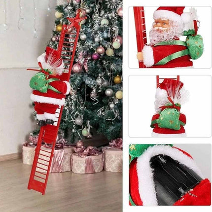 Electric Christmas Santa Claus Climbing Ladder Musical Toys Xmas Gift Decor