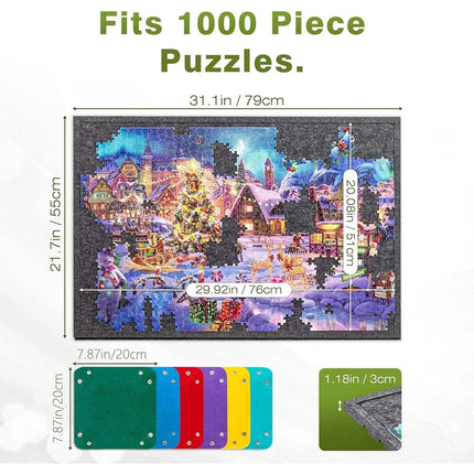 Jigsaw Puzzle Board 1000 Pieces Felt Mat Adjustable Easel Stand Trays w/ 6 Trays