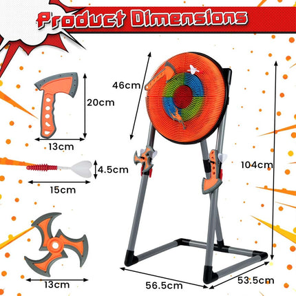 3 in 1 Throwing Target Set Throwing Game w/3 Throwing axes 3 Ninja Darts