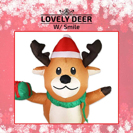 Inflatable Christmas Reindeer W/ LED Light 100CM Lean Out From Window Xmas Decor