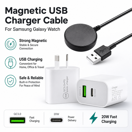 Samsung Galaxy Watch Charger Cable Magnetic USB Type C Active