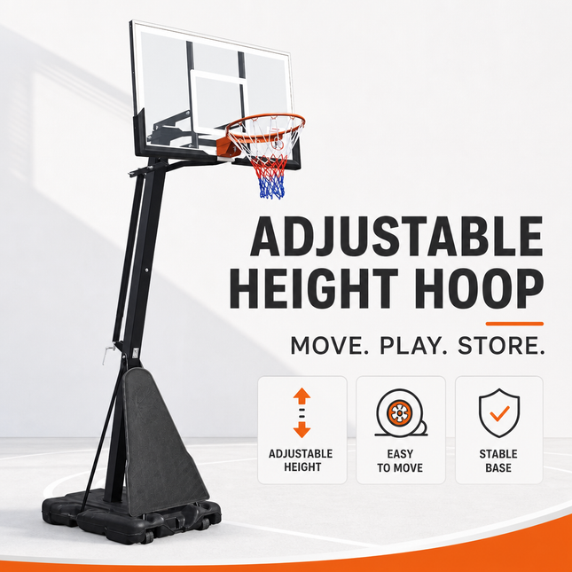 Basketball Hoop Adjustable Height Portable Steel Frame Backyard Driveway Play