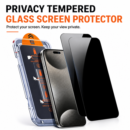 Privacy Tempered Glass Screen Protector for iPhone 15 2 Pack