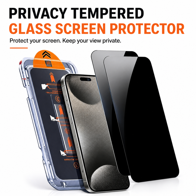 Privacy Tempered Glass Screen Protector for iPhone 15 2 Pack