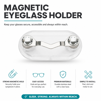Magnetic Eyeglass Holder Stainless Steel for Shirts and Sunglasses