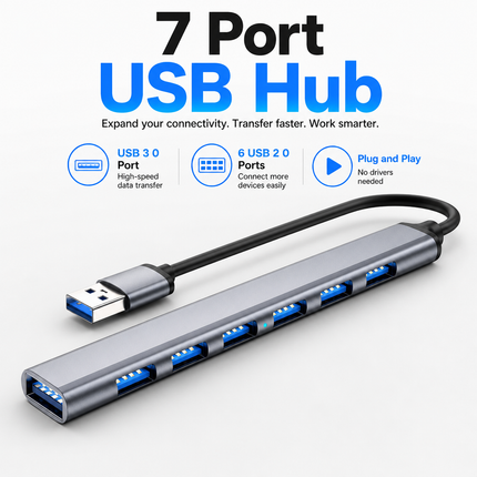 USB 3 0 Type C 7 Port Hub for Laptop PC