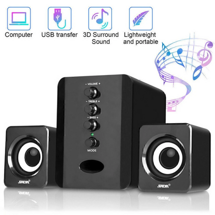 Surround 3D Sound System Speakers Gaming Bass USB Wired for Desktop Computer