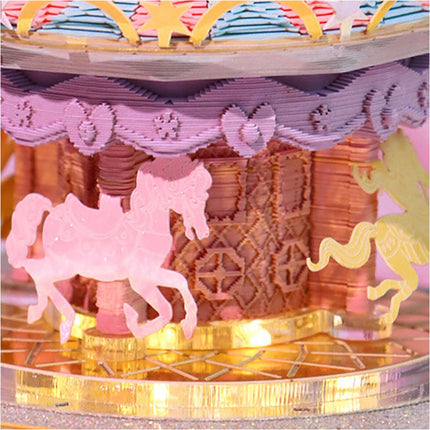 3D Calendar Memo Pad Creative Desk Calendar Notes DIY Paper Carving Art Crafts Merry‑Go‑Round Christmas Gift