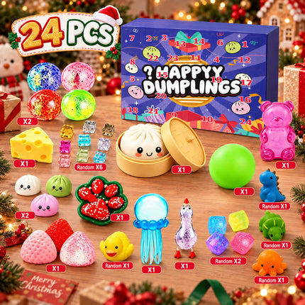 24PCS Christmas Bao Bun Squishy Advent Calendar Mystery Box Slow Rising Fidget Toy Gift Set