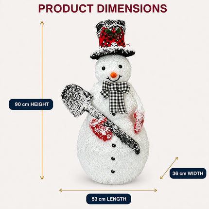 120cm Solar Powered Christmas Snowman LED Light Metal Frame Decoration