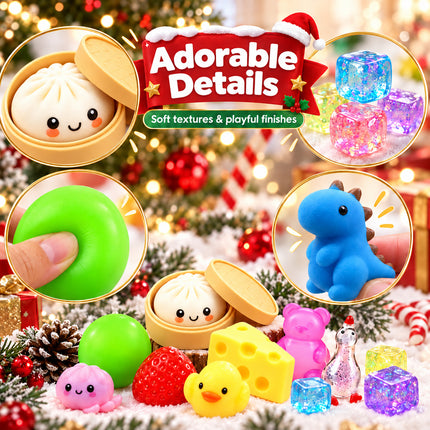 24PCS Christmas Bao Bun Squishy Advent Calendar Mystery Box Slow Rising Fidget Toy Gift Set