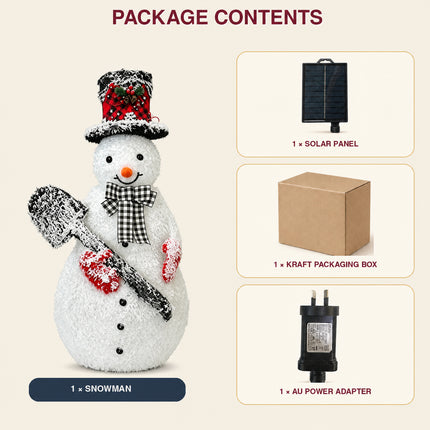 120cm Solar Powered Christmas Snowman LED Light Metal Frame Decoration