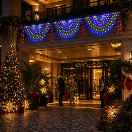 3M Solar Peacock String Net Lights Multicolour Christmas Mesh Curtain Lights Outdoor Garden Decor