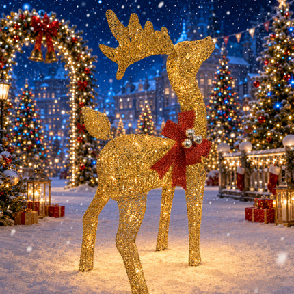 75cm Christmas Reindeer 70LED Warm White Solar Lights Iron Frame Outdoor Garden Xmas Decor